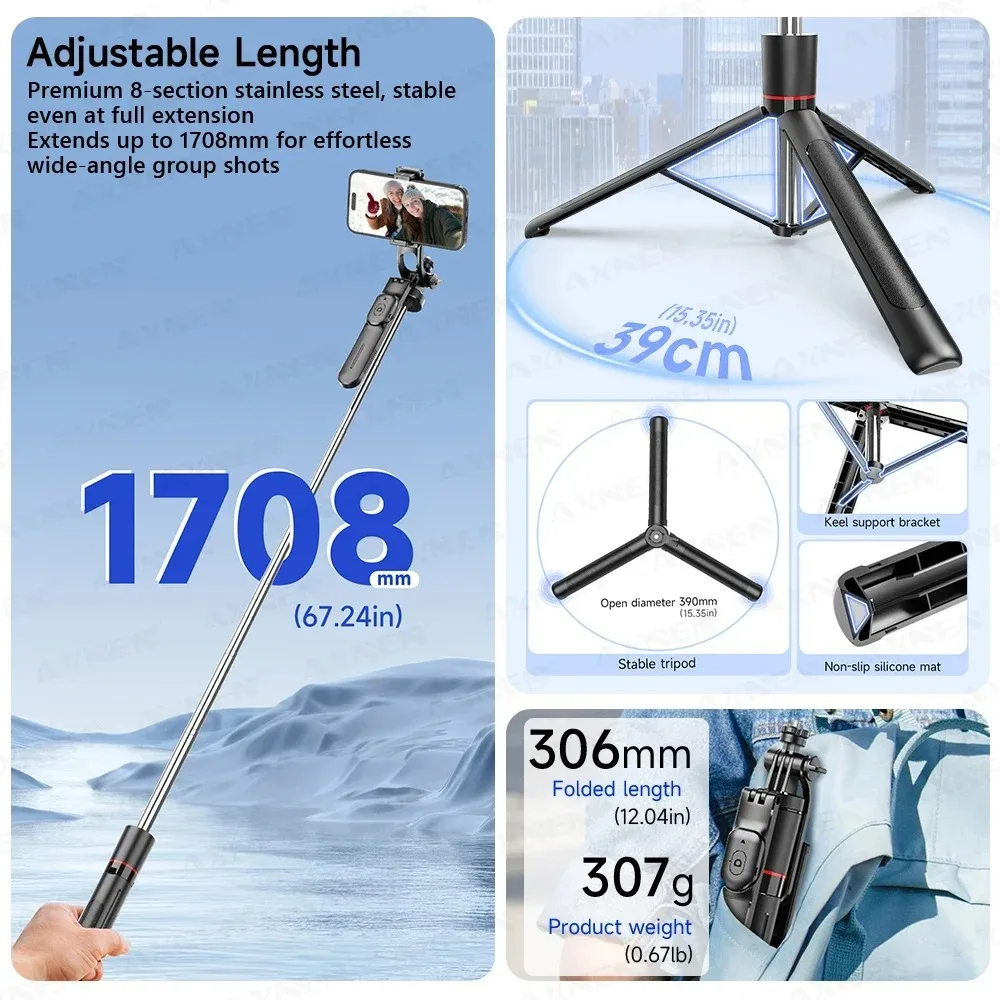 Camera Tripod Carbon - Trépied perche à selfie F16 avec