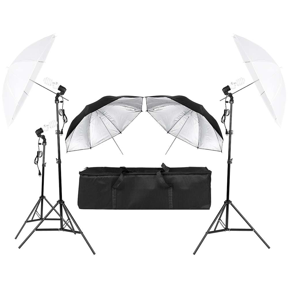 Photography Umbrella Lighting Kit - 3*45W photographie Photo vidéo Portrait Studio