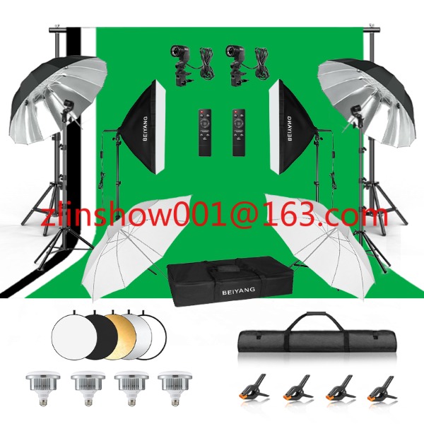 Photography Umbrella Lighting Kit - Équipement de Studio Photo 2.6*3m/2*3m, support