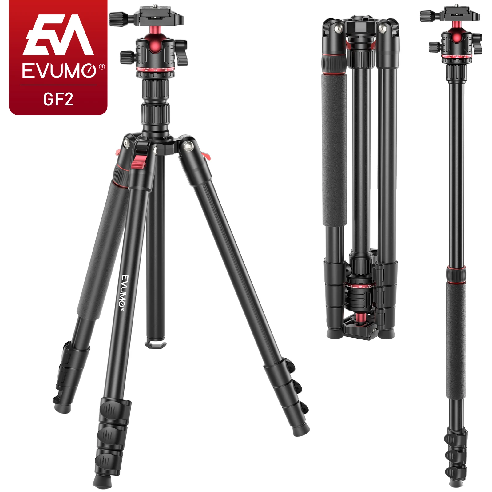 Camera Tripod Carbon - EVUMO GF2 trépied de voyage 1.73M