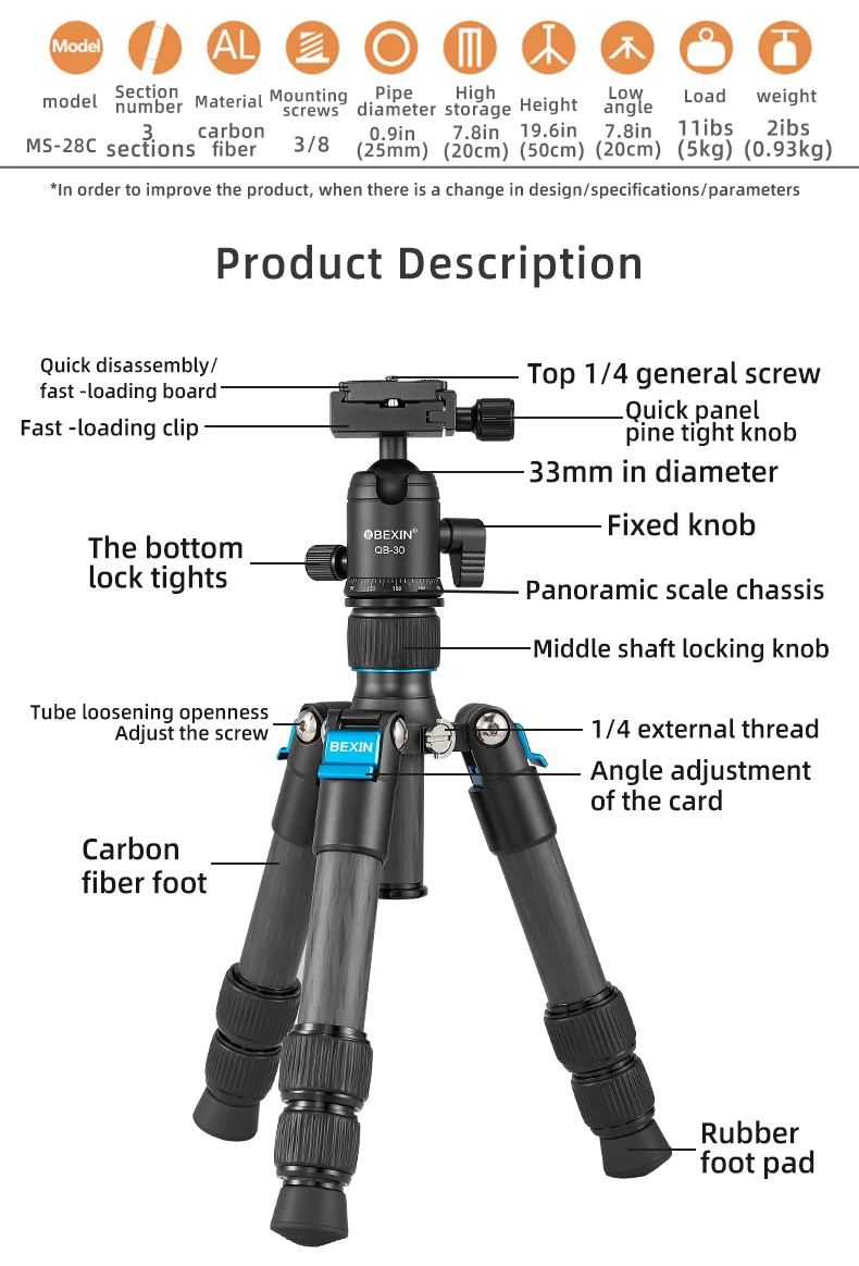 Mini trépied en Fiber de carbo - Camera Tripod Carbon avis et prix