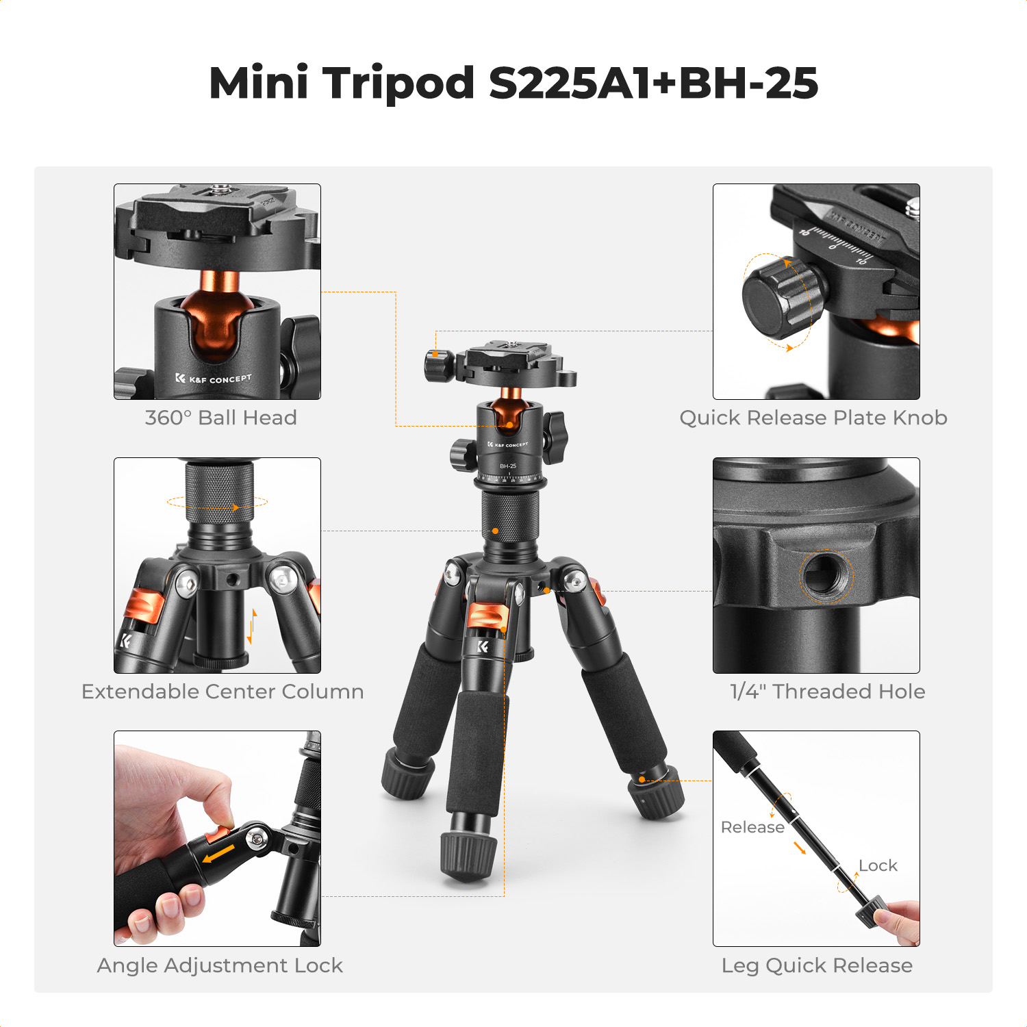 K&F CONCEPT Mini trépied de bu - Camera Tripod Carbon avis et prix